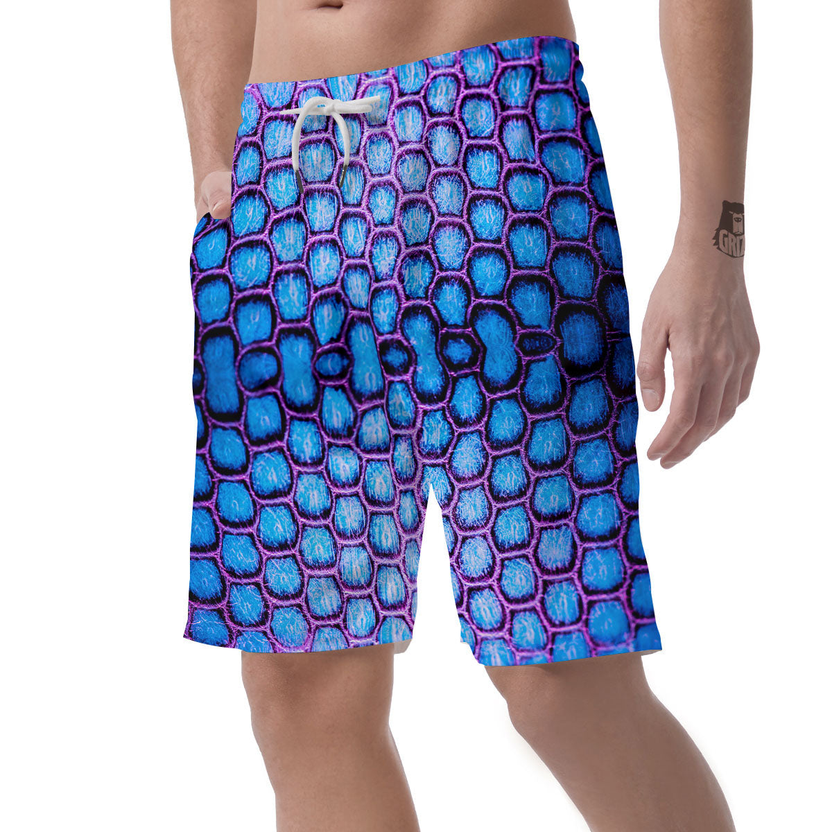 Snakeskin Blue And Purple Print Pattern Men's Shorts-grizzshop