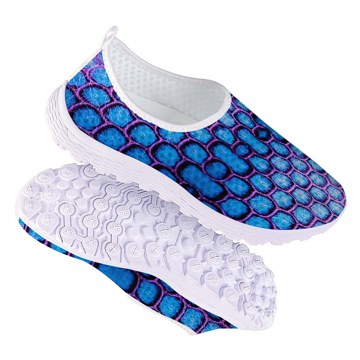 Snakeskin Blue And Purple Print Pattern Nurse Shoes-grizzshop
