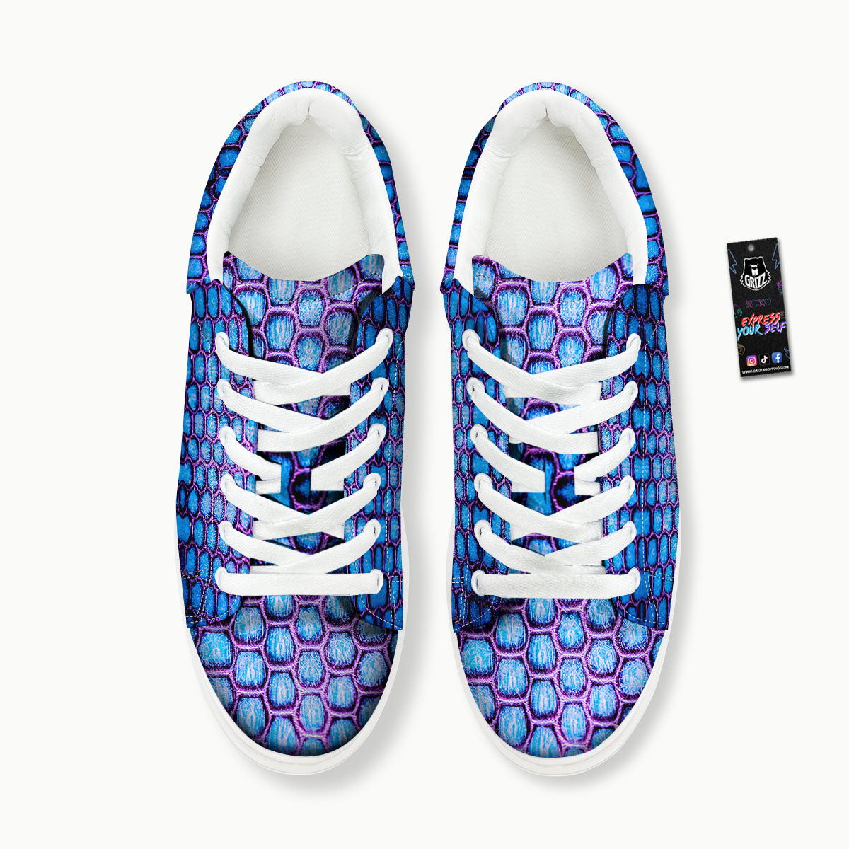Snakeskin Blue And Purple Print Pattern Platform Shoes-grizzshop