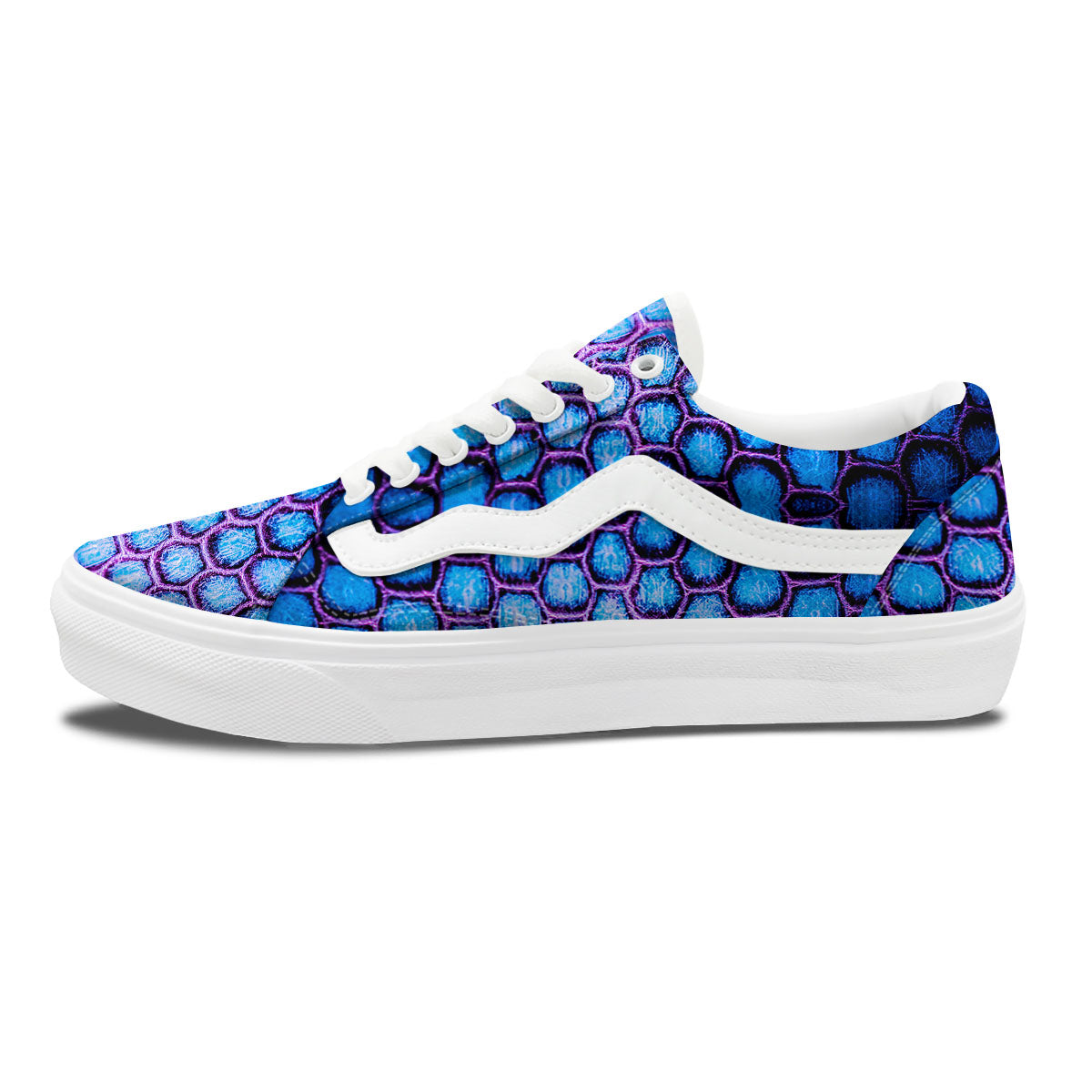 Snakeskin Blue And Purple Print Pattern Skate Shoes-grizzshop