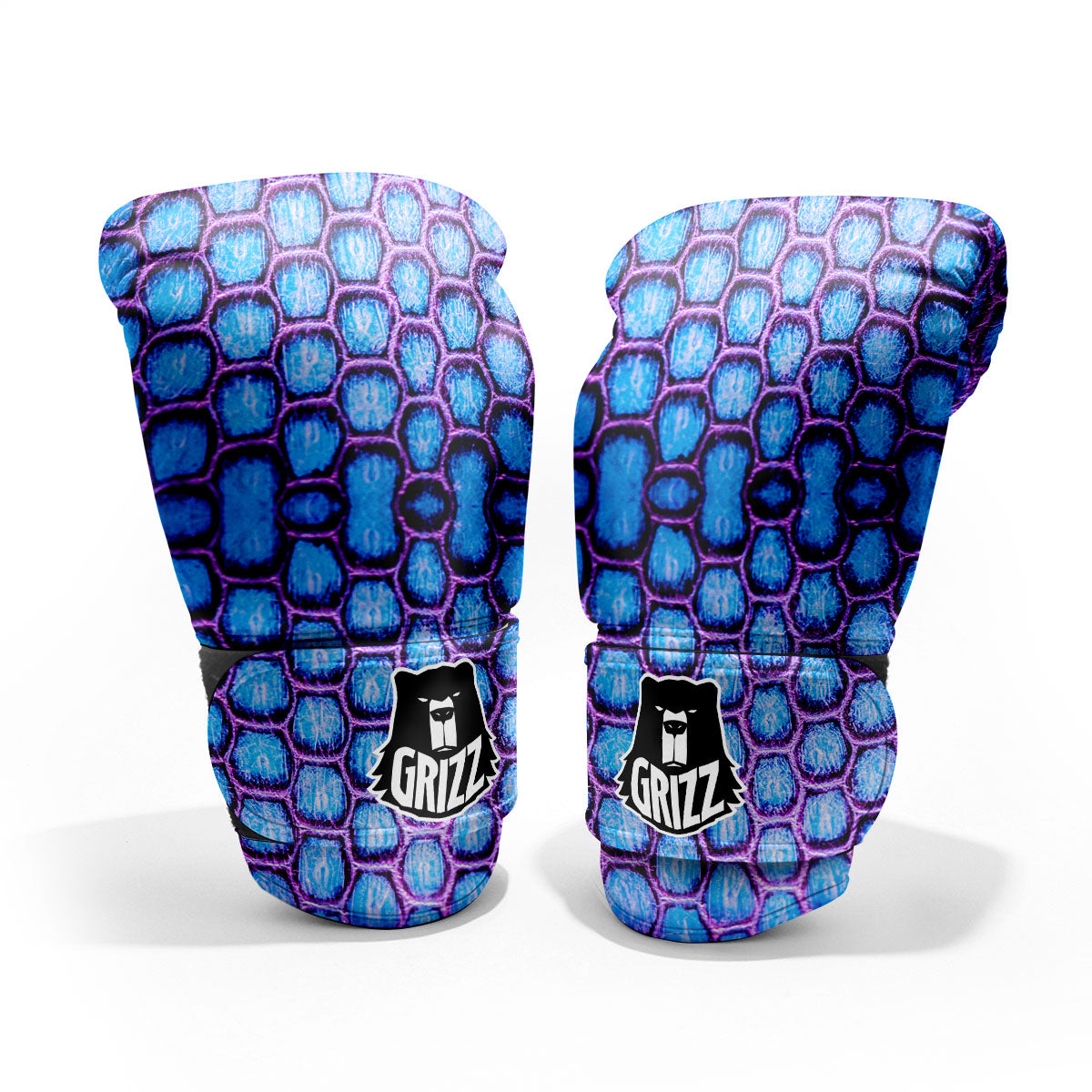 Snakeskin Blue And Purple Print Pattern Pro Boxing Glove