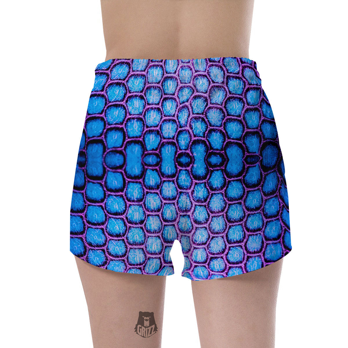 Snakeskin Blue And Purple Print Pattern Women's Shorts-grizzshop