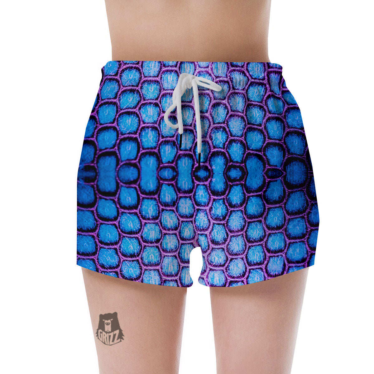 Snakeskin Blue And Purple Print Pattern Women's Shorts-grizzshop