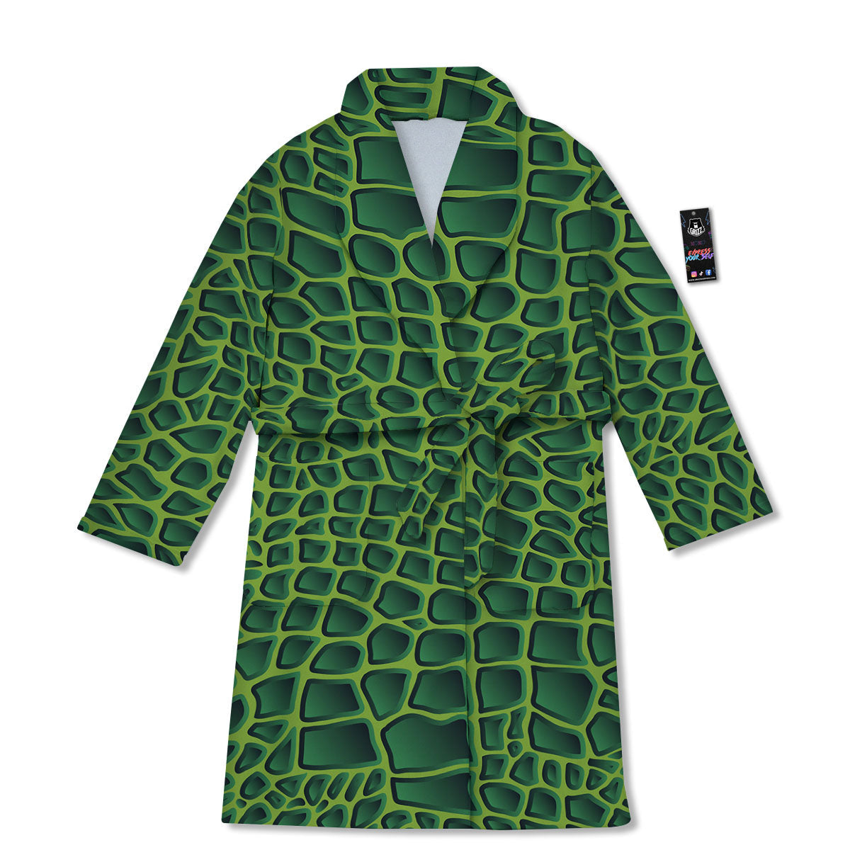 Snakeskin Green Print Bathrobe-grizzshop