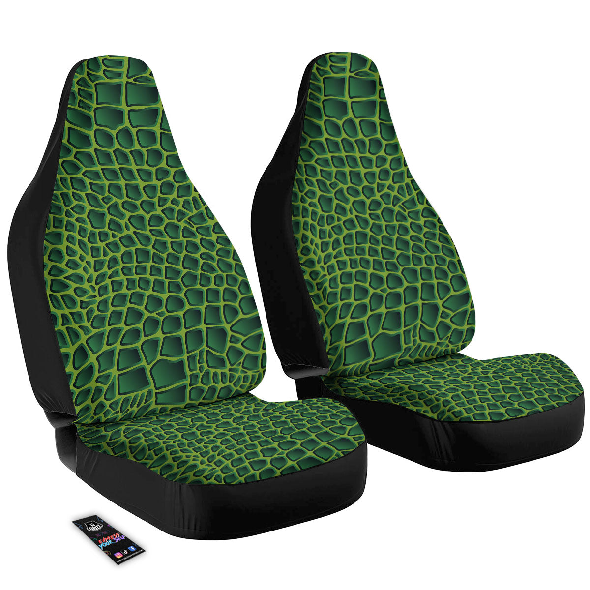 Snakeskin Green Print Car Seat Covers-grizzshop