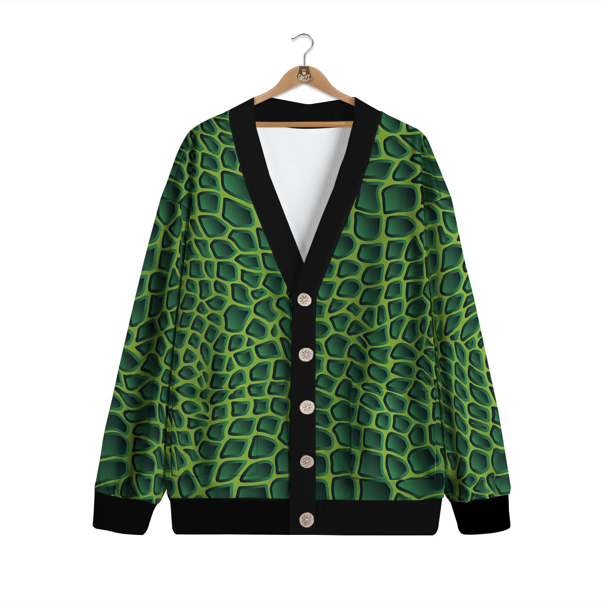 Snakeskin Green Print Cardigan-grizzshop