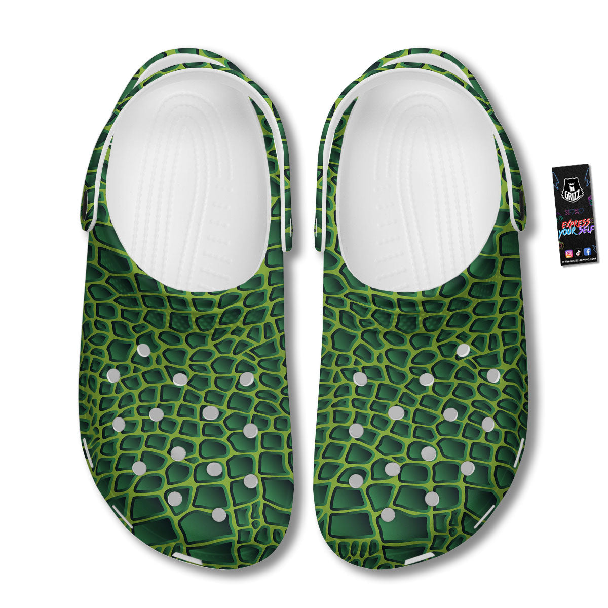 Snakeskin Green Print Clog-grizzshop
