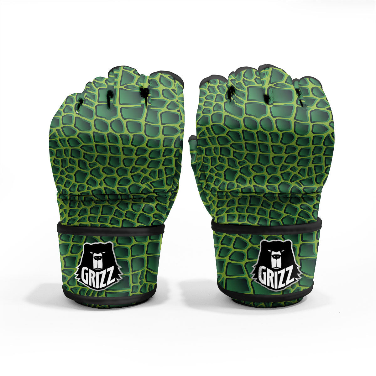 Snakeskin Green Print MMA Gloves-grizzshop