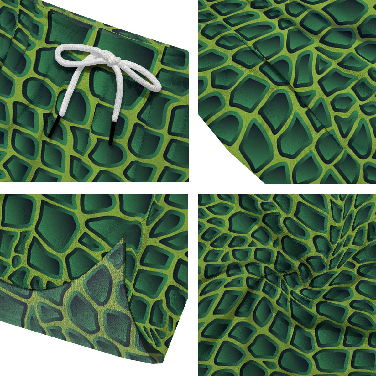 Snakeskin Green Print Men's Running Shorts-grizzshop