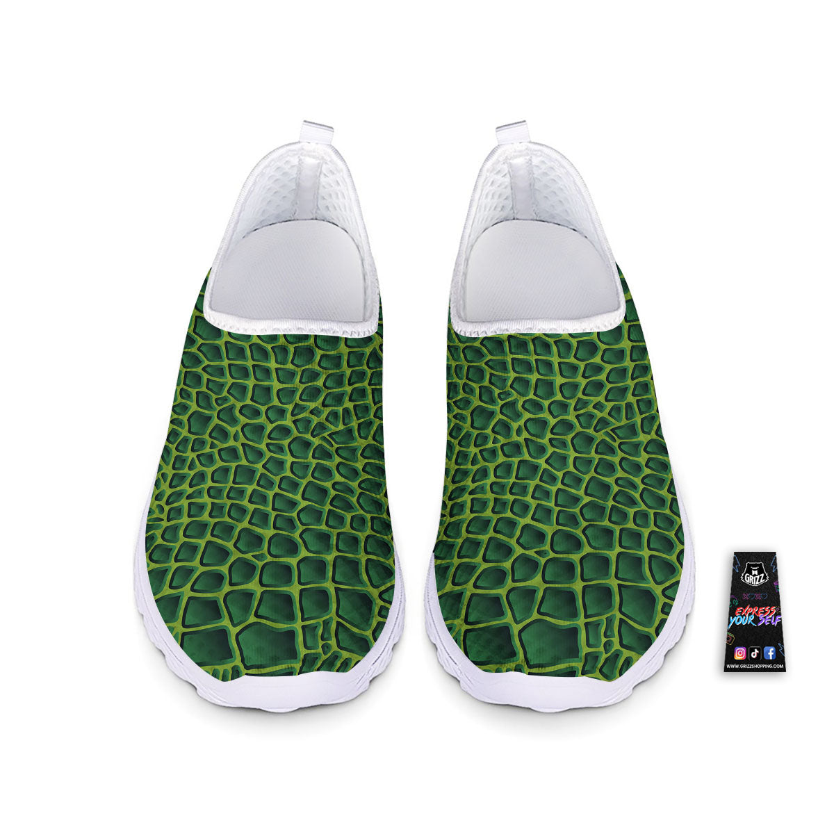 Snakeskin Green Print Nurse Shoes-grizzshop