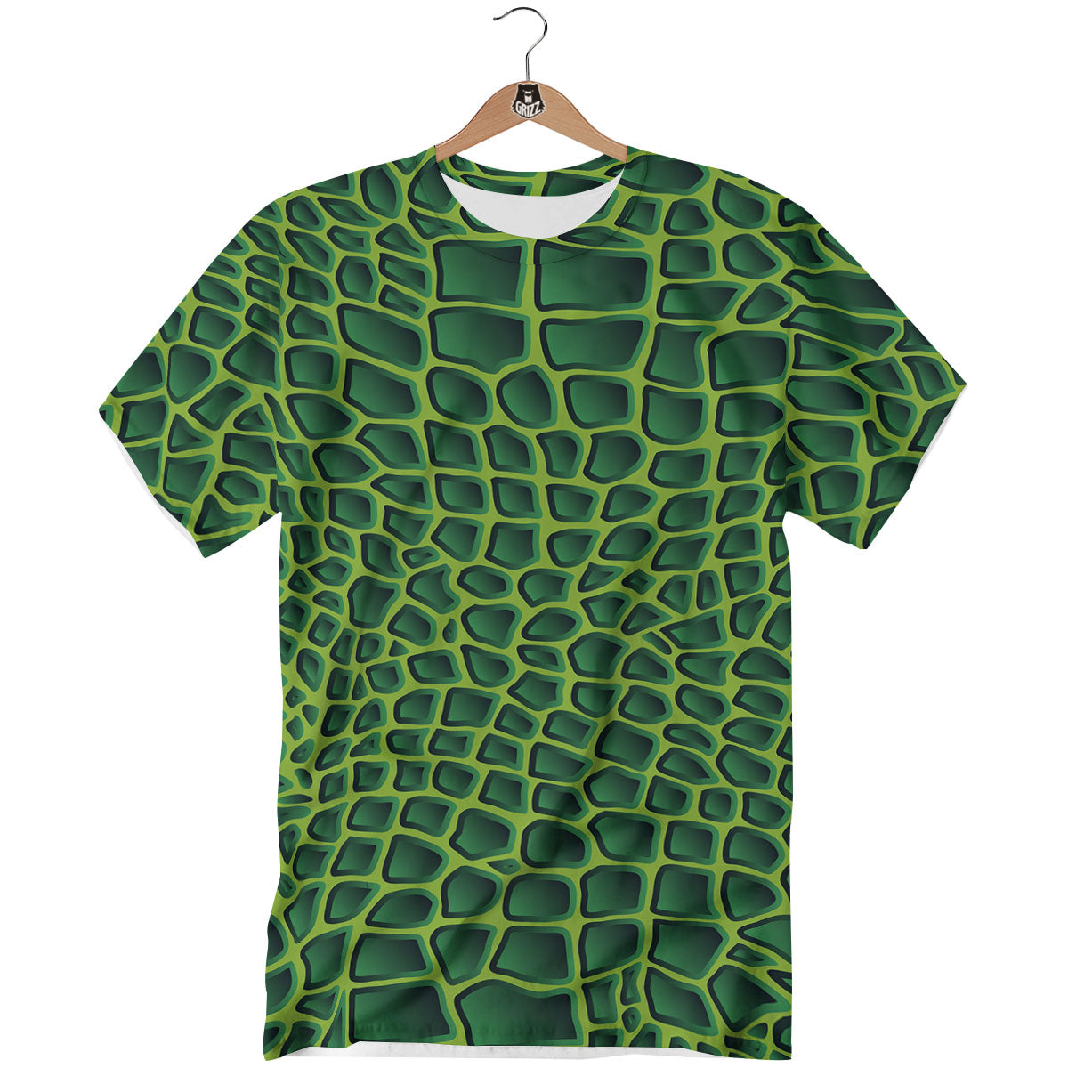 Snakeskin Green Print T-Shirt-grizzshop