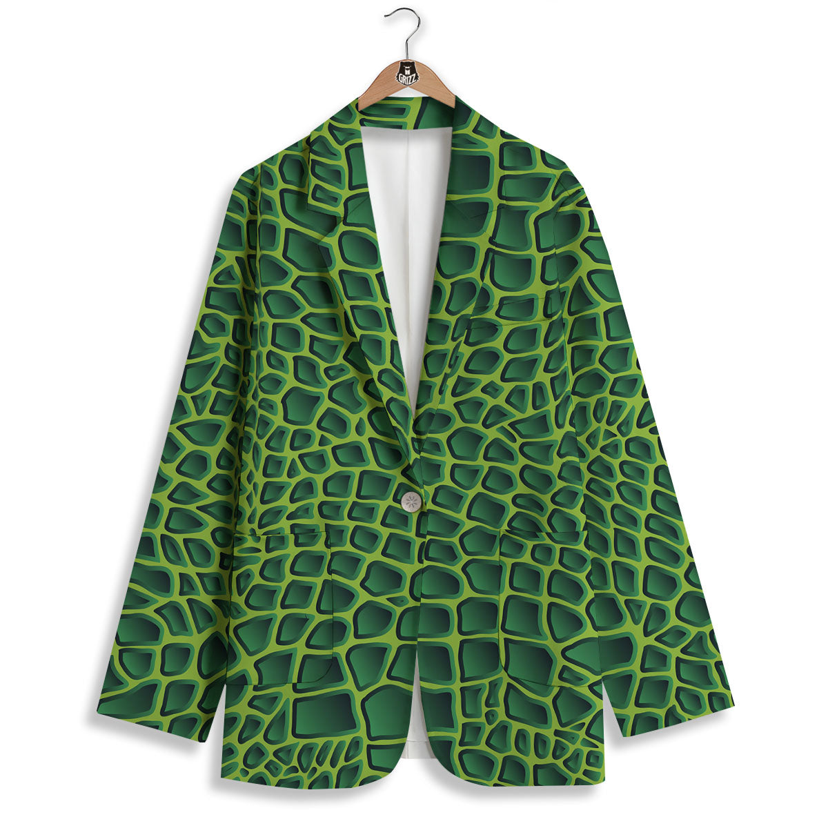 Snakeskin Green Print Women's Blazer-grizzshop