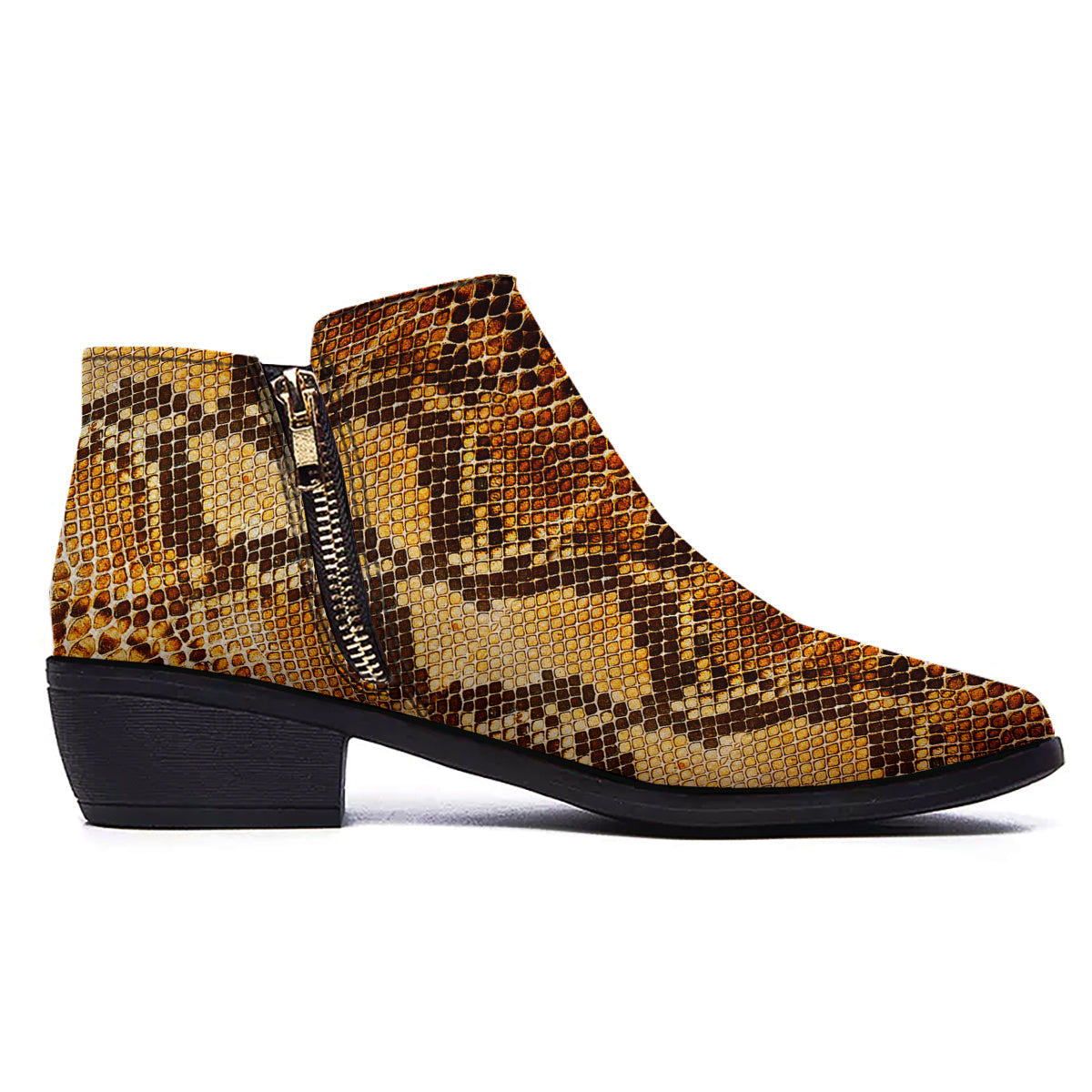 Snakeskin Leathers Print Ankle Boots-grizzshop