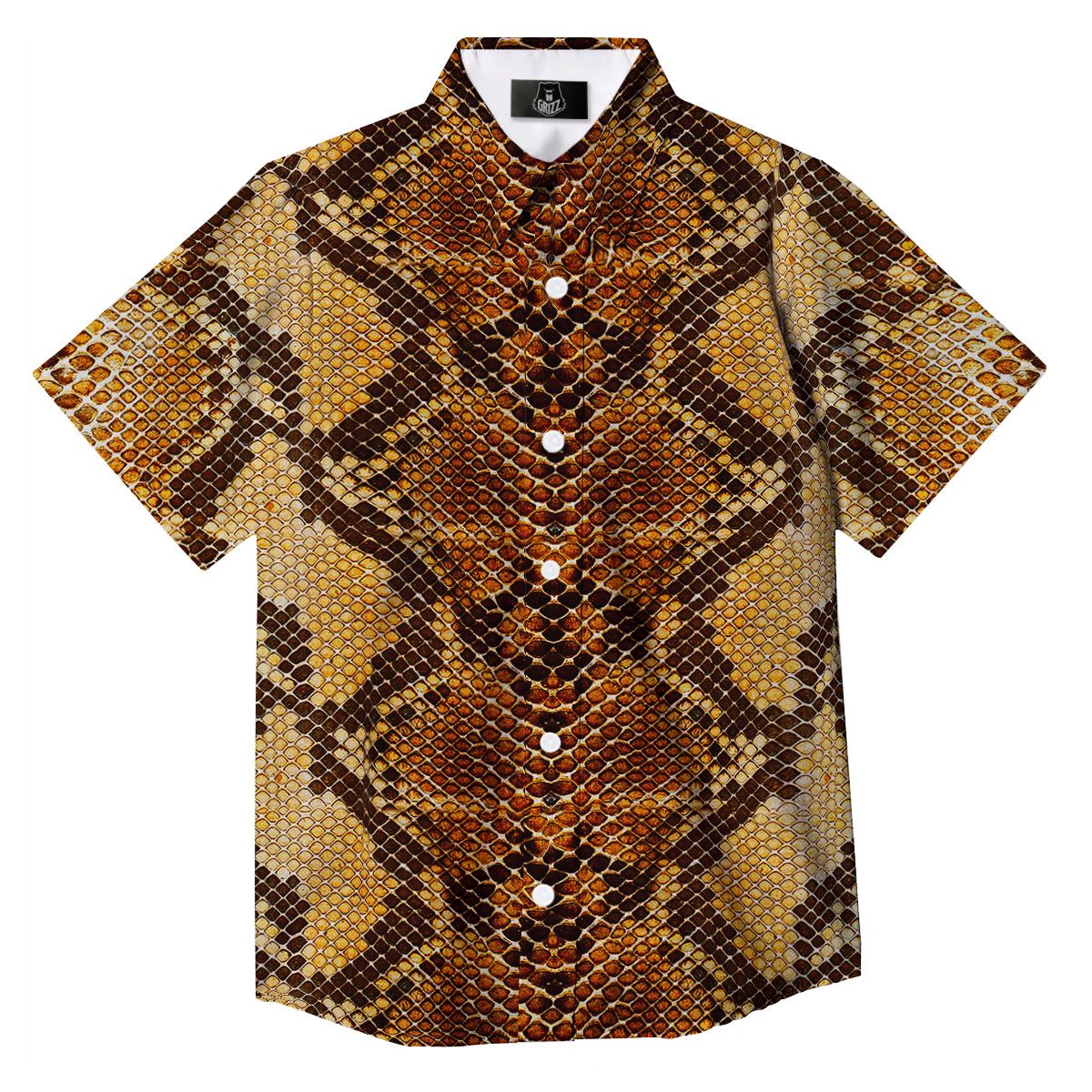 Snakeskin Leathers Print Button Up Shirt-grizzshop