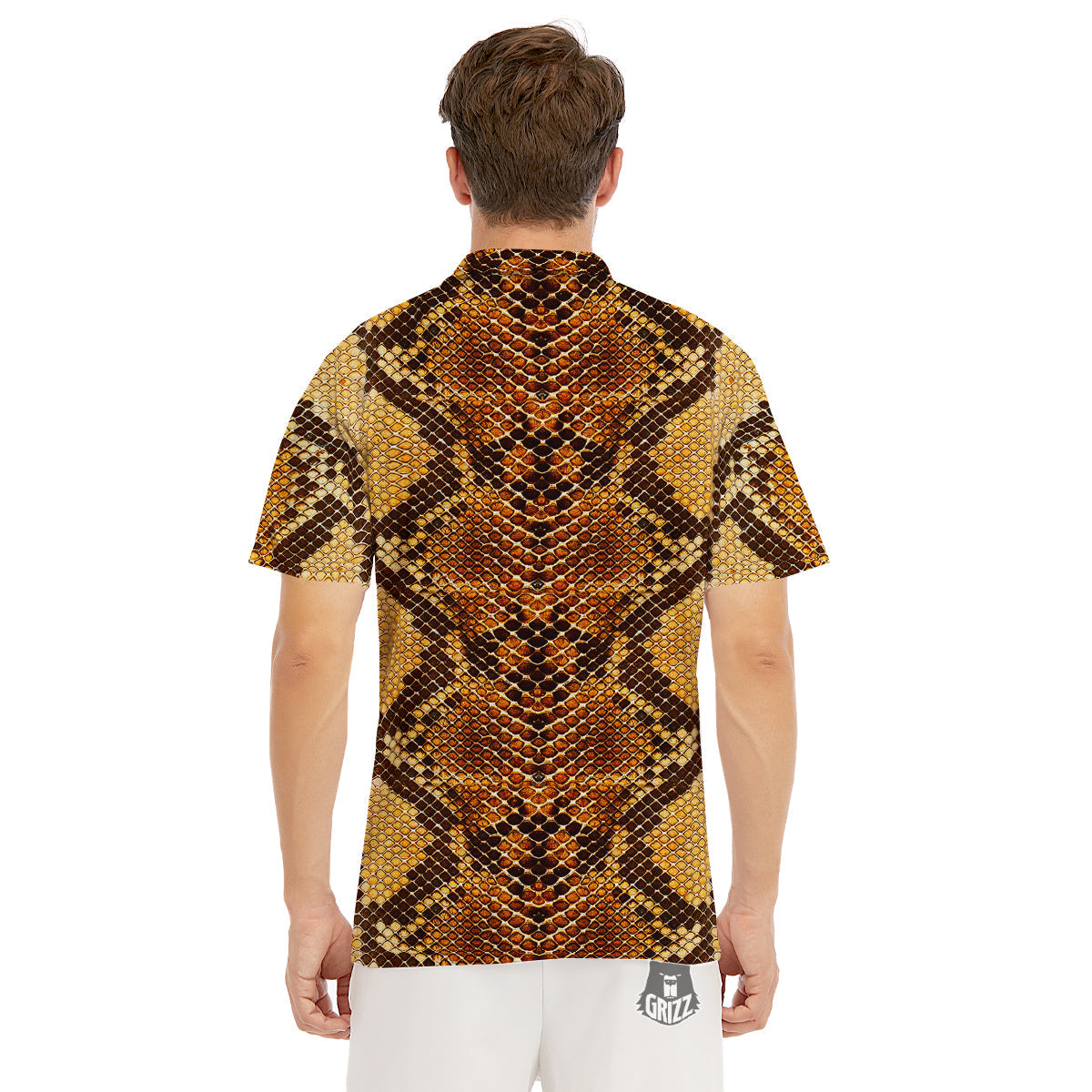 Snakeskin Leathers Print Men's Golf Shirts-grizzshop