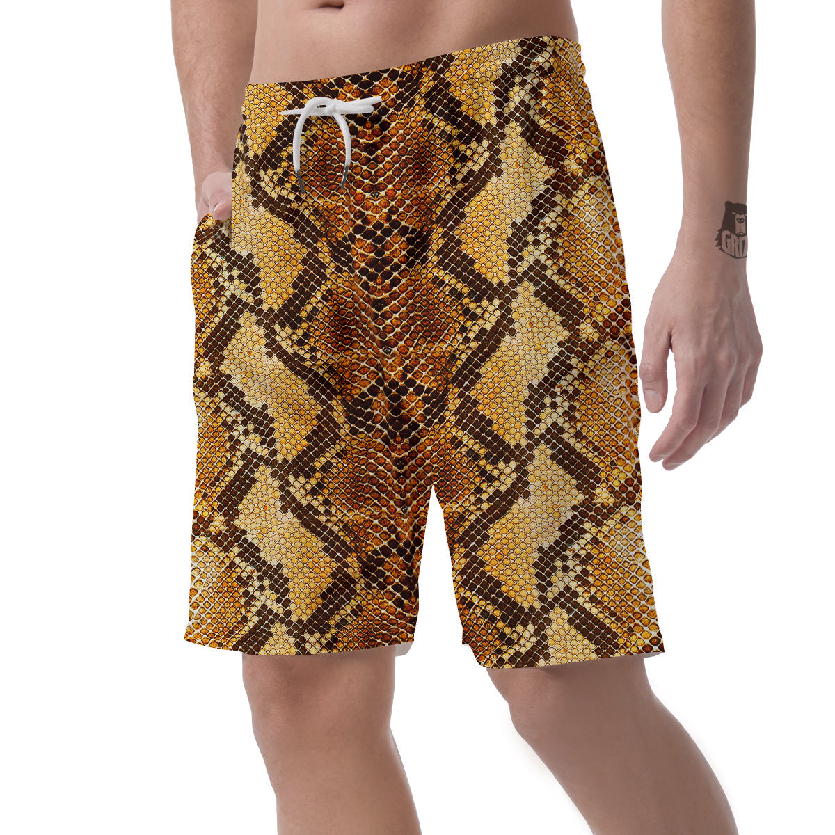 Snakeskin Leathers Print Men's Shorts-grizzshop