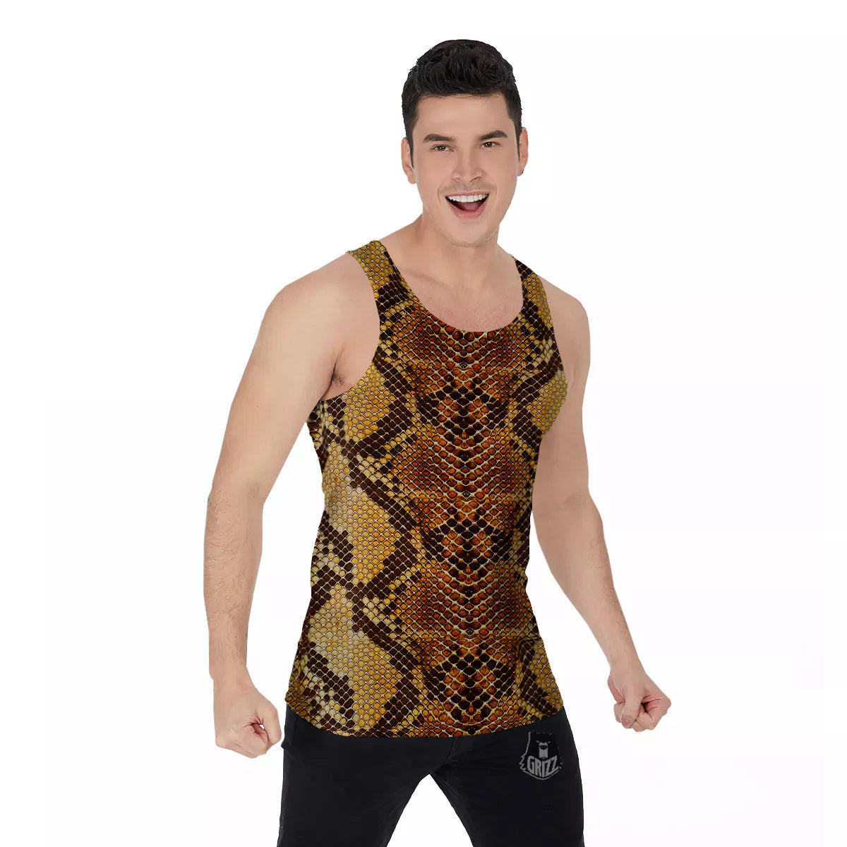 Snakeskin Leathers Print Men's Tank Top-grizzshop