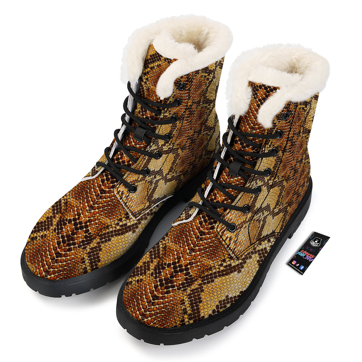Snakeskin Leathers Print Winter Boots-grizzshop