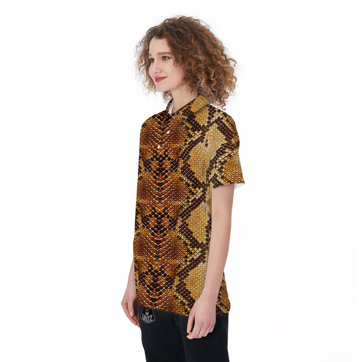 Snakeskin Leathers Print Women's Golf Shirts-grizzshop