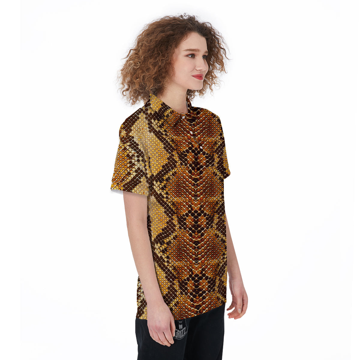 Snakeskin Leathers Print Women's Golf Shirts-grizzshop