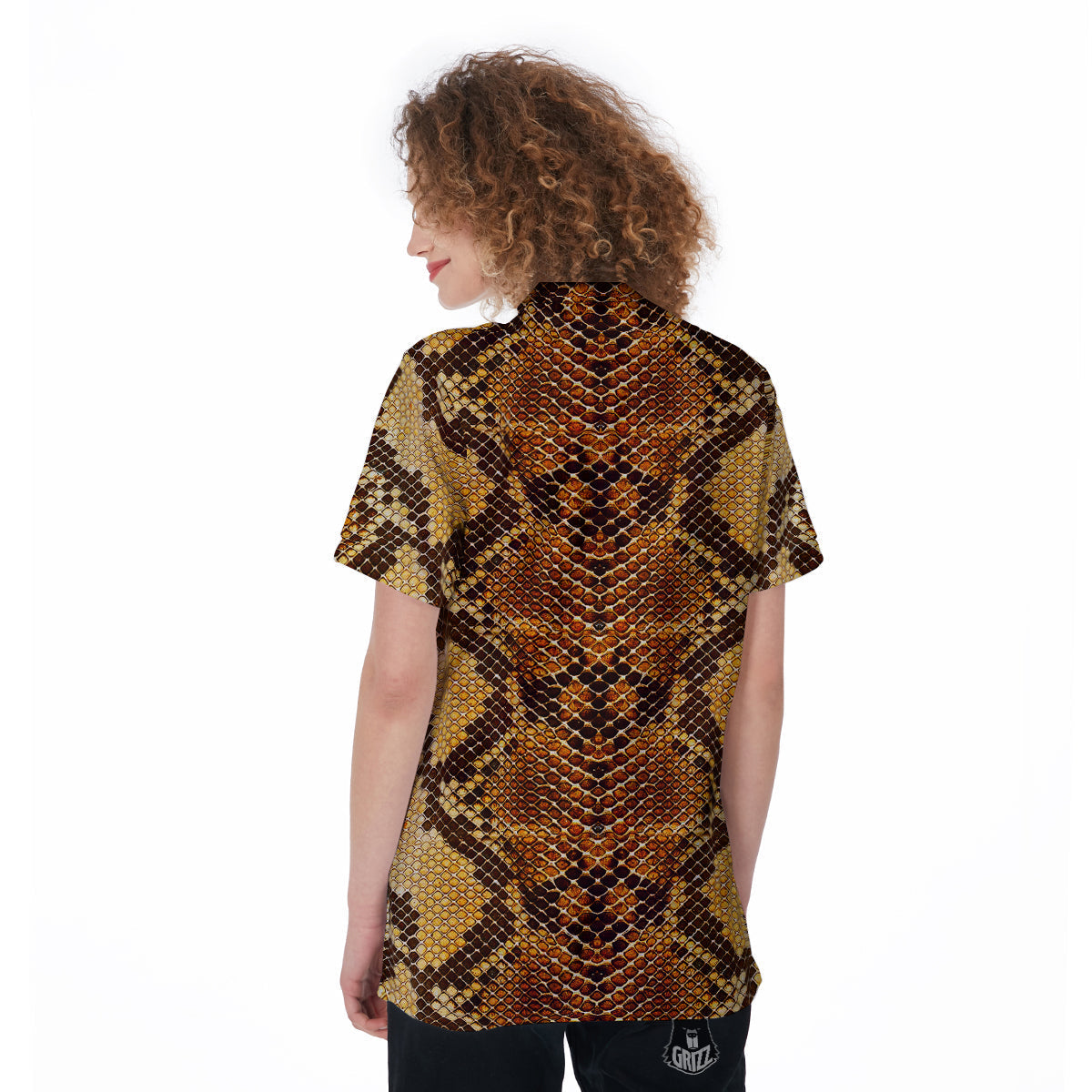 Snakeskin Leathers Print Women's Golf Shirts-grizzshop