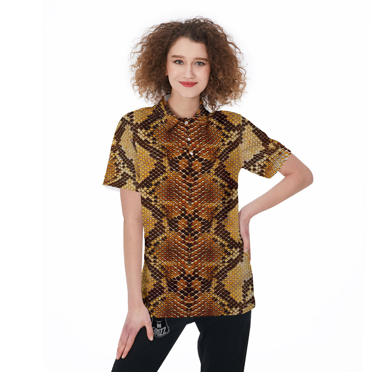 Snakeskin Leathers Print Women's Golf Shirts-grizzshop