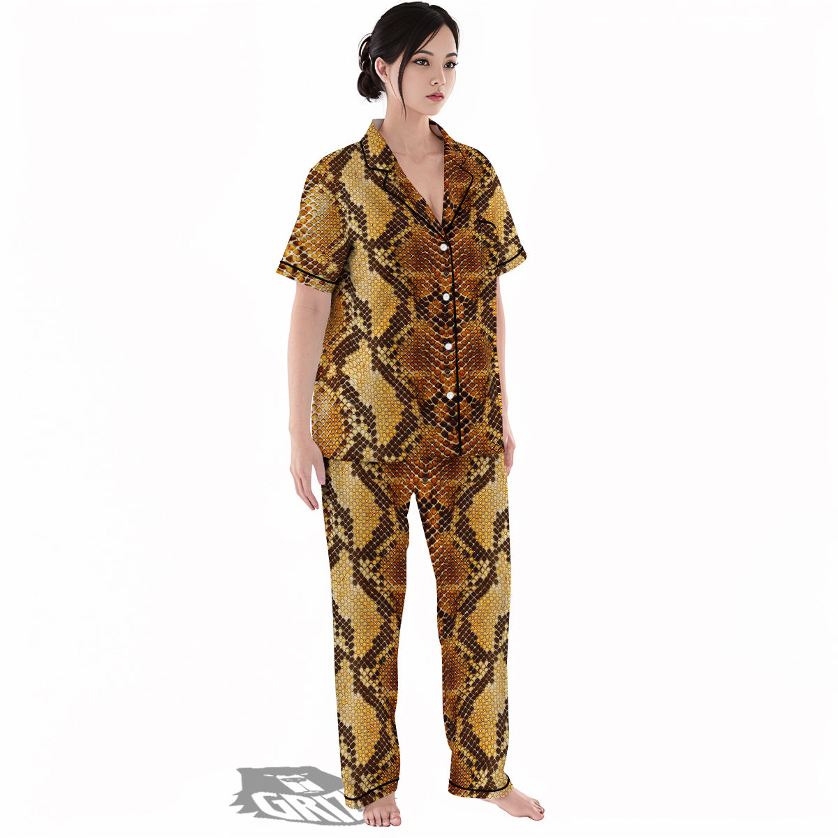 Snakeskin Leathers Print Women's Pajamas Set-grizzshop