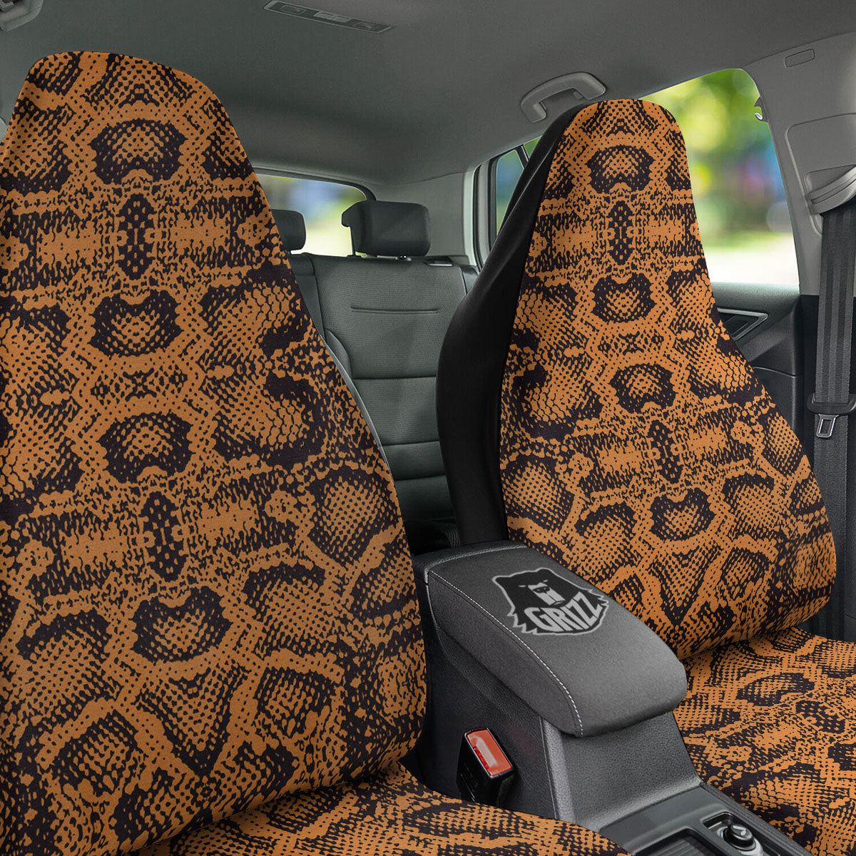 Snakeskin Orange Print Pattern Car Seat Covers-grizzshop