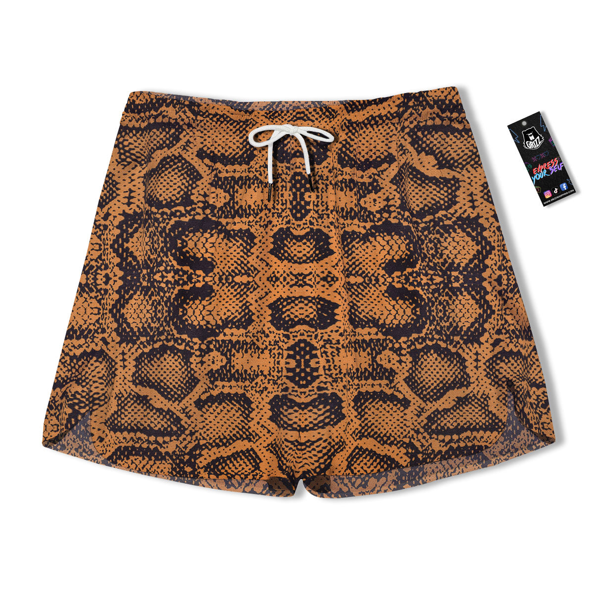 Snakeskin Orange Print Pattern Men's Running Shorts-grizzshop