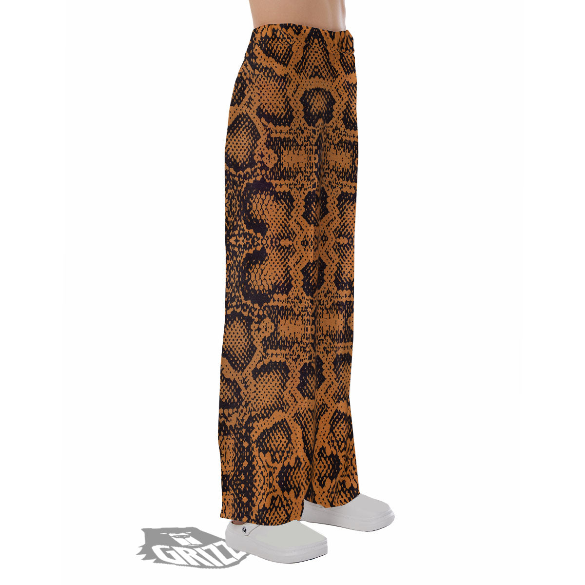 Snakeskin Orange Print Pattern Pajama Pants-grizzshop