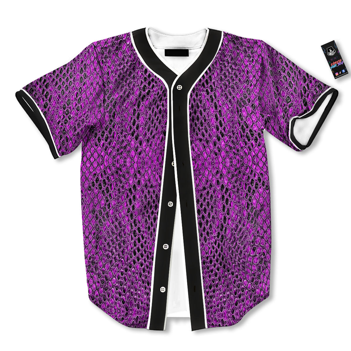 Snakeskin Purple Print Pattern Baseball Jersey-grizzshop