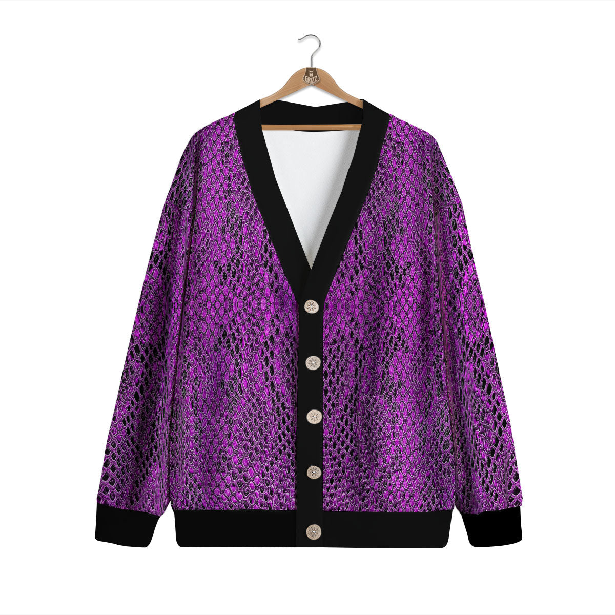 Snakeskin Purple Print Pattern Cardigan-grizzshop