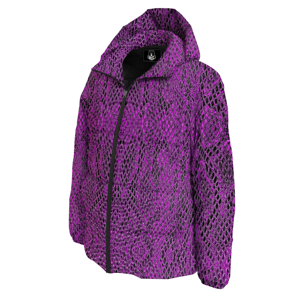 Snakeskin Purple Print Pattern Down Jacket-grizzshop