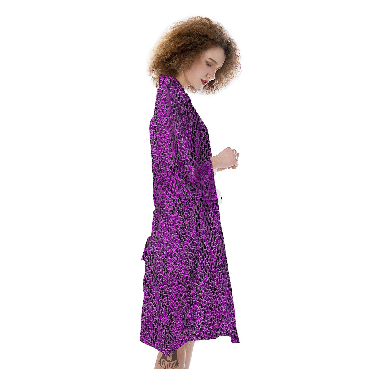 Snakeskin Purple Print Pattern Kimono-grizzshop