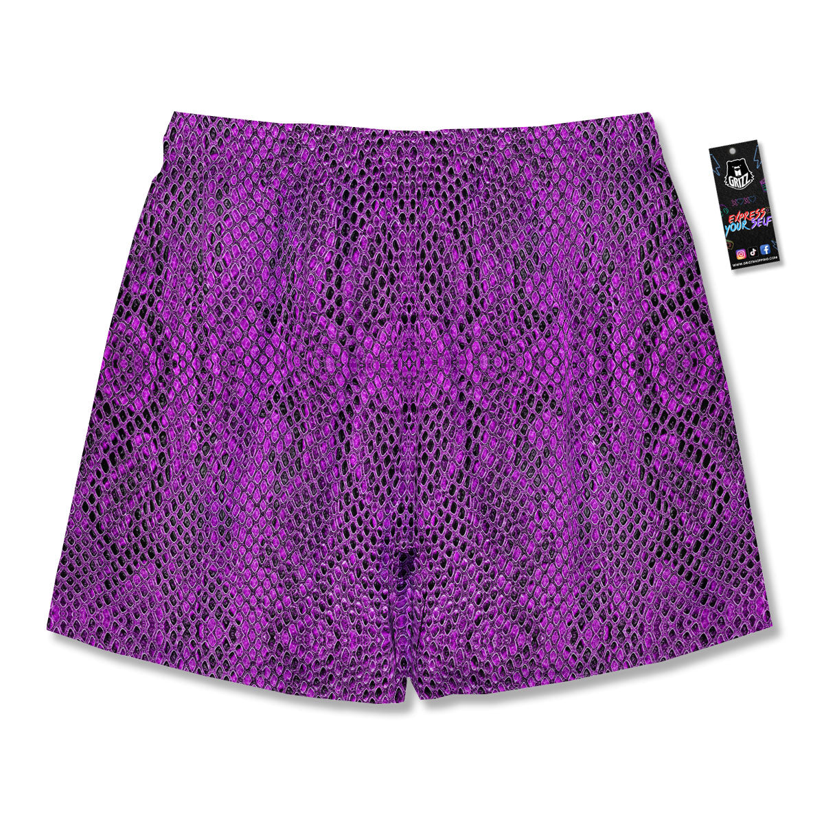 Snakeskin Purple Print Pattern Men's Running Shorts-grizzshop