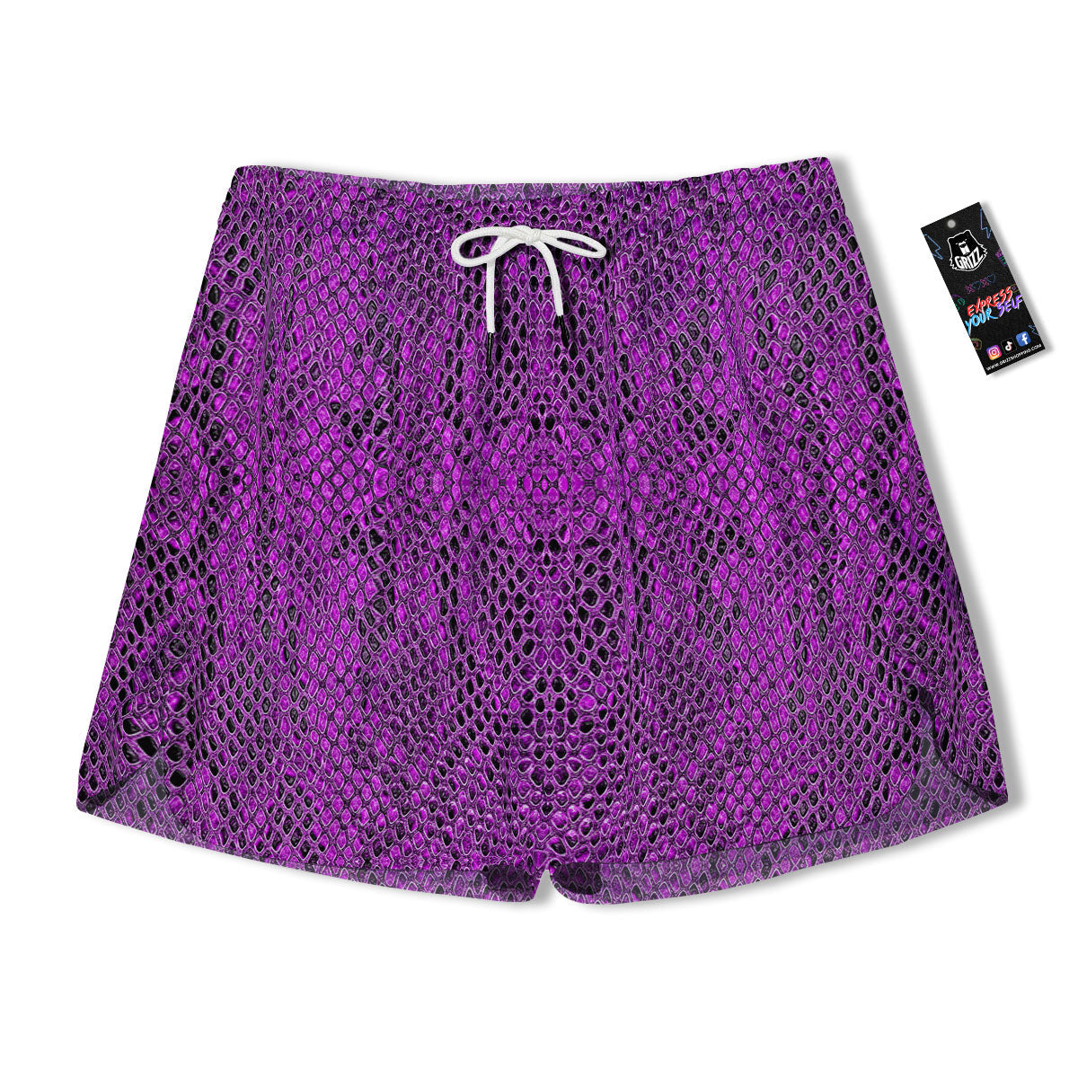 Snakeskin Purple Print Pattern Men's Running Shorts-grizzshop