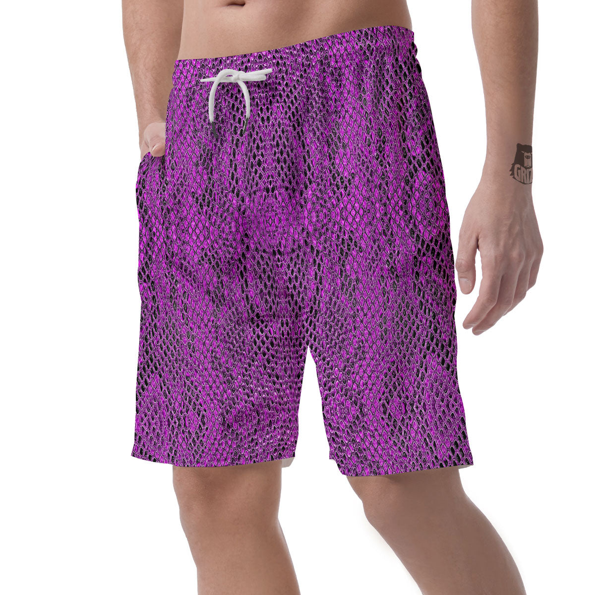Snakeskin Purple Print Pattern Men's Shorts-grizzshop