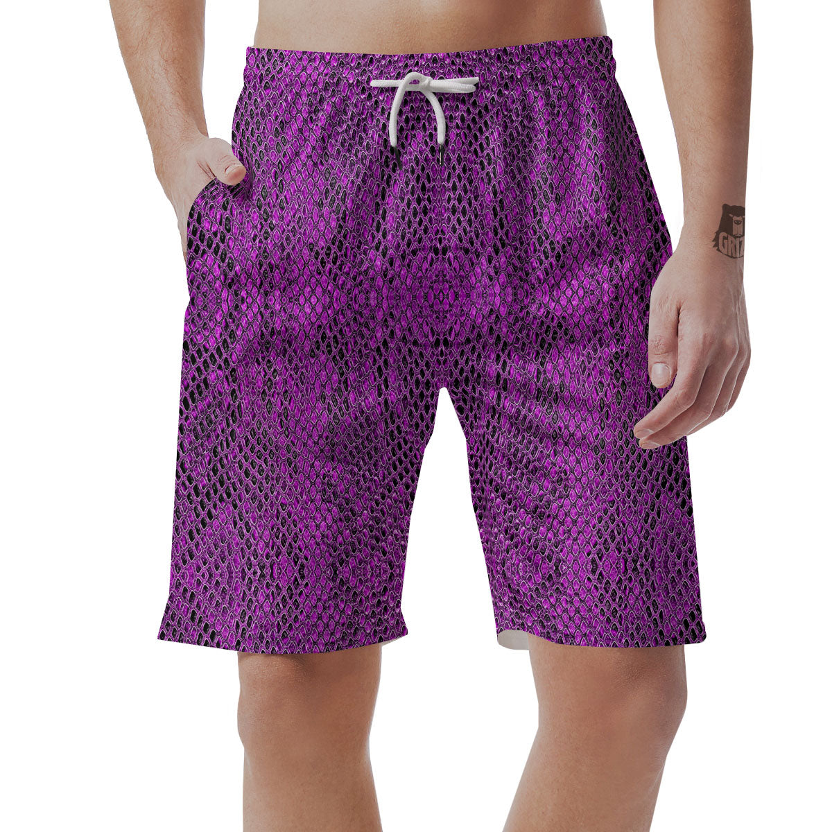Snakeskin Purple Print Pattern Men's Shorts-grizzshop