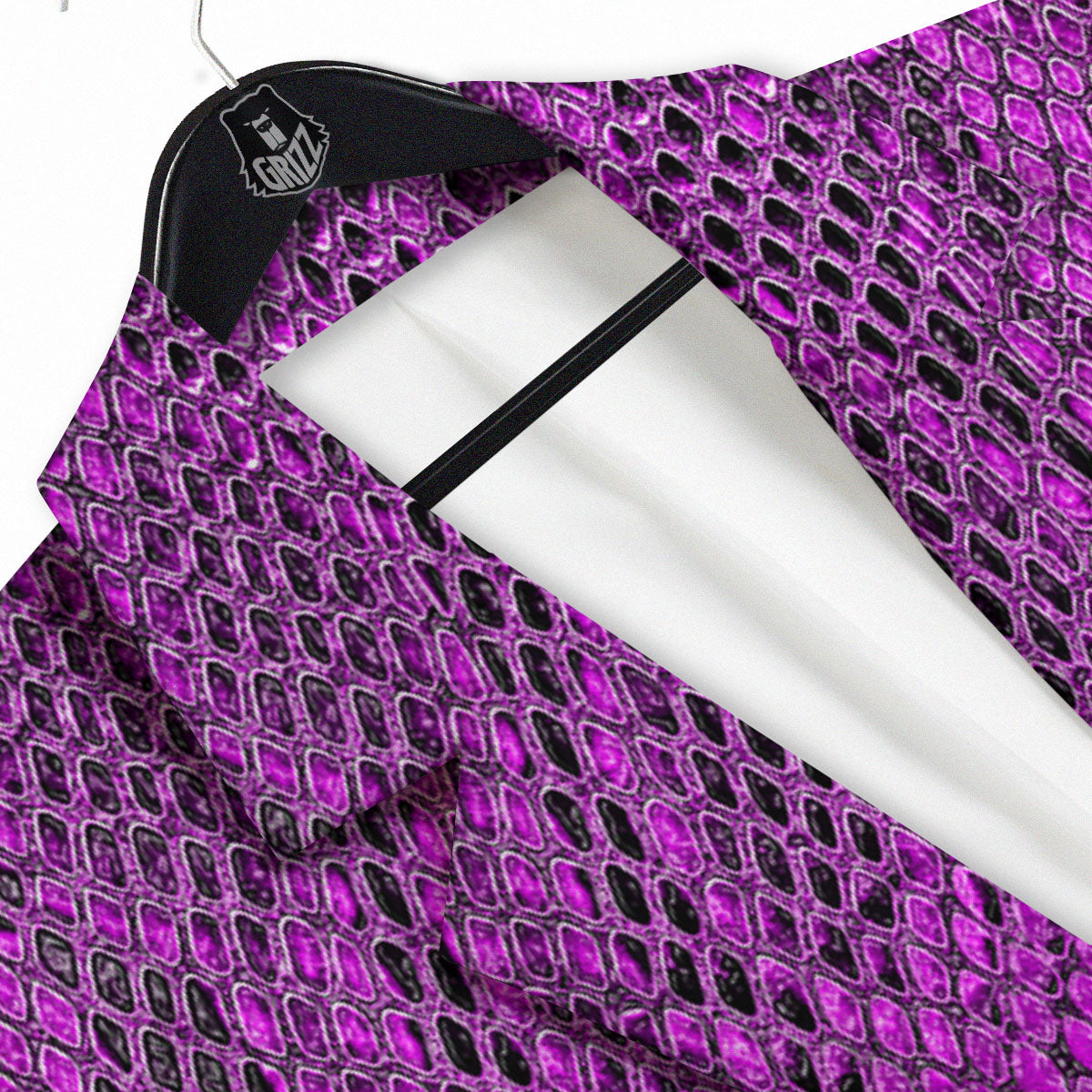 Snakeskin Purple Print Pattern Men's Sport Coat-grizzshop