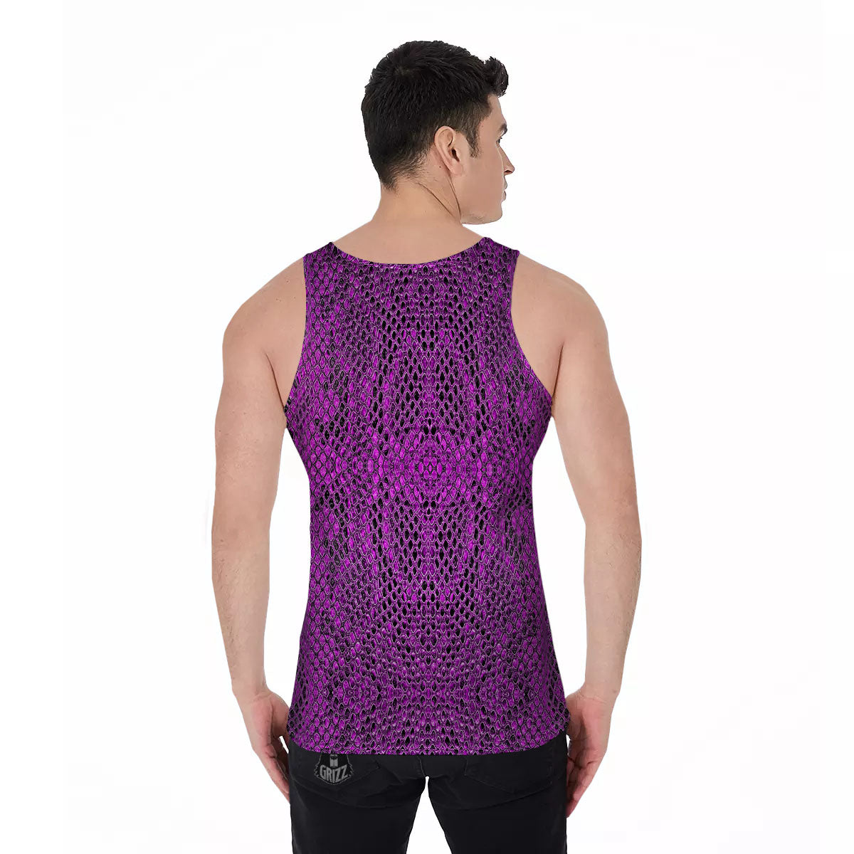 Snakeskin Purple Print Pattern Men's Tank Top-grizzshop