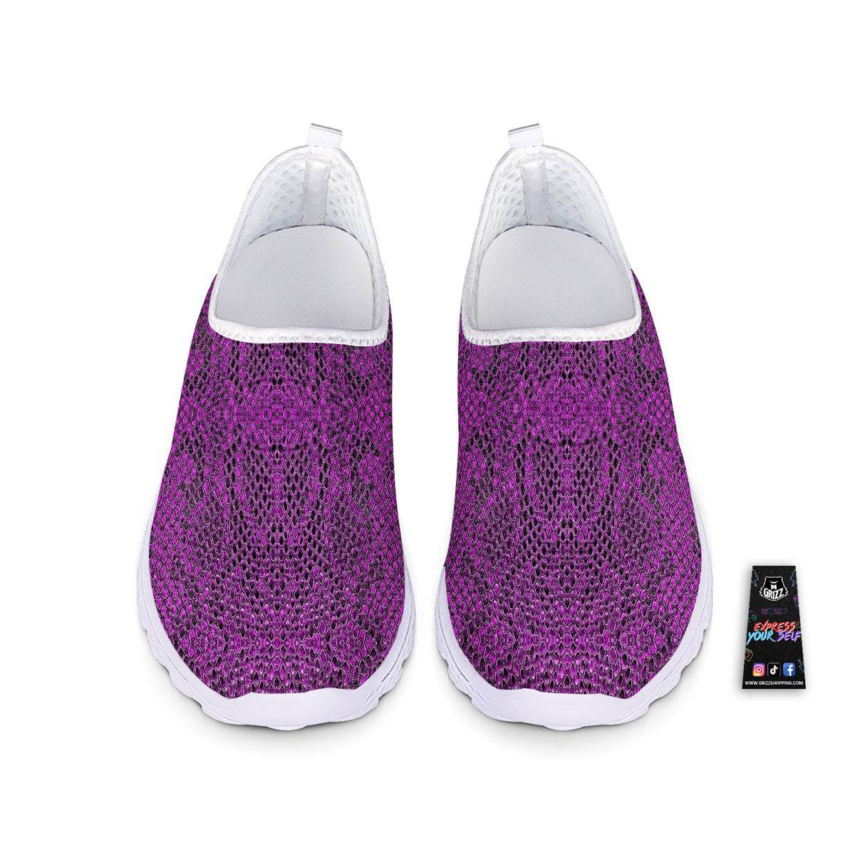 Snakeskin Purple Print Pattern Nurse Shoes-grizzshop