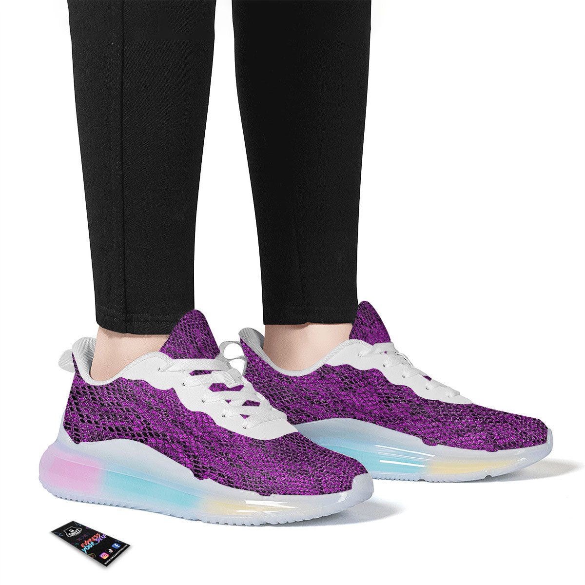 Snakeskin Purple Print Pattern Running Sneakers-grizzshop