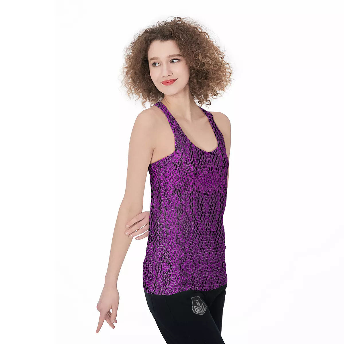 Snakeskin Purple Print Pattern Women's Racerback Tank Top-grizzshop