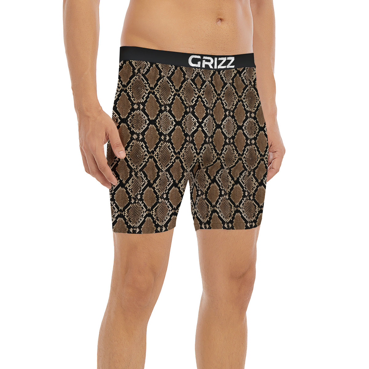 Snakeskin Python Brown Print Boxer Briefs-grizzshop