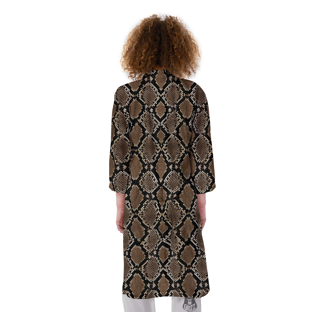 Snakeskin Python Brown Print Kimono-grizzshop
