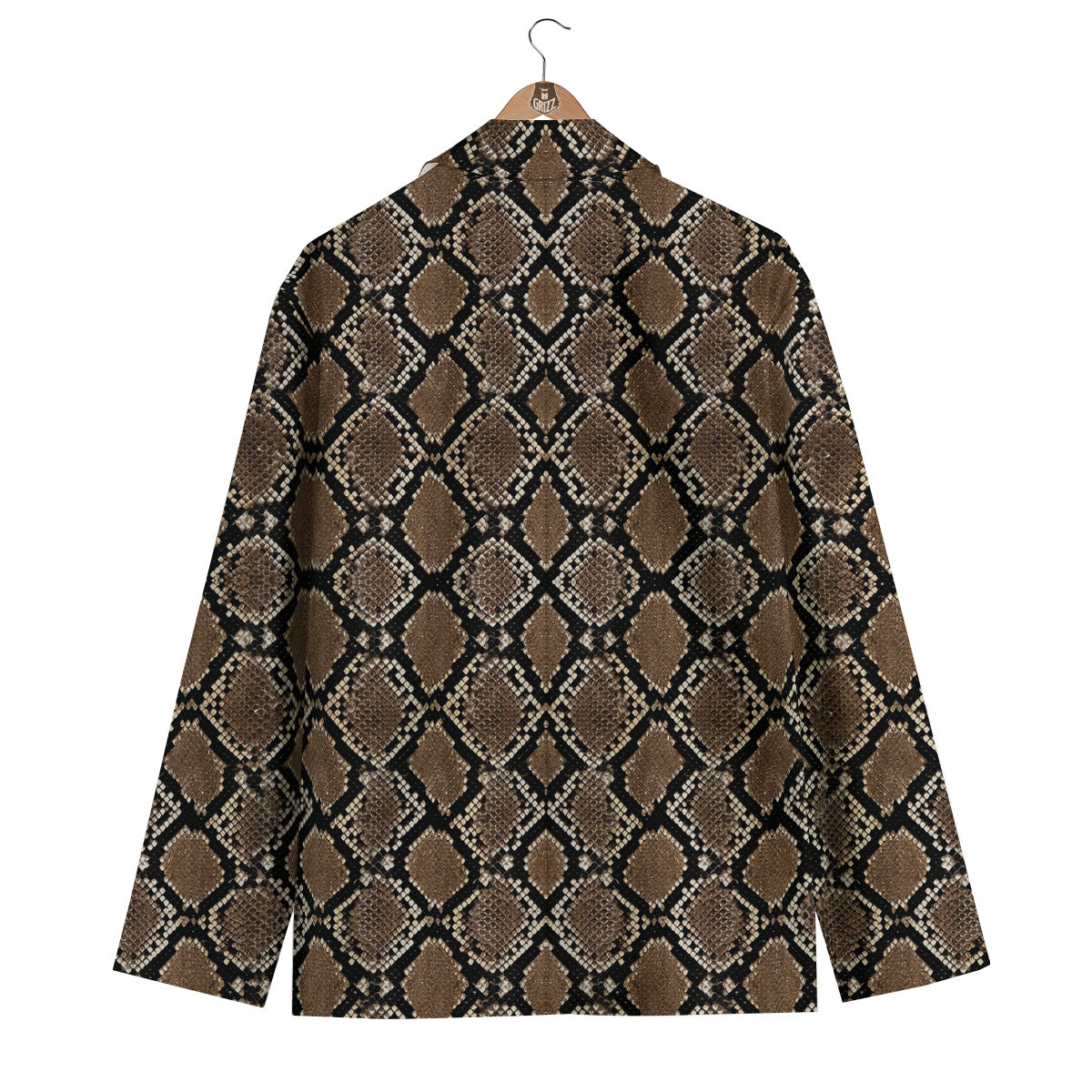Snakeskin Python Brown Print Men's Blazer-grizzshop