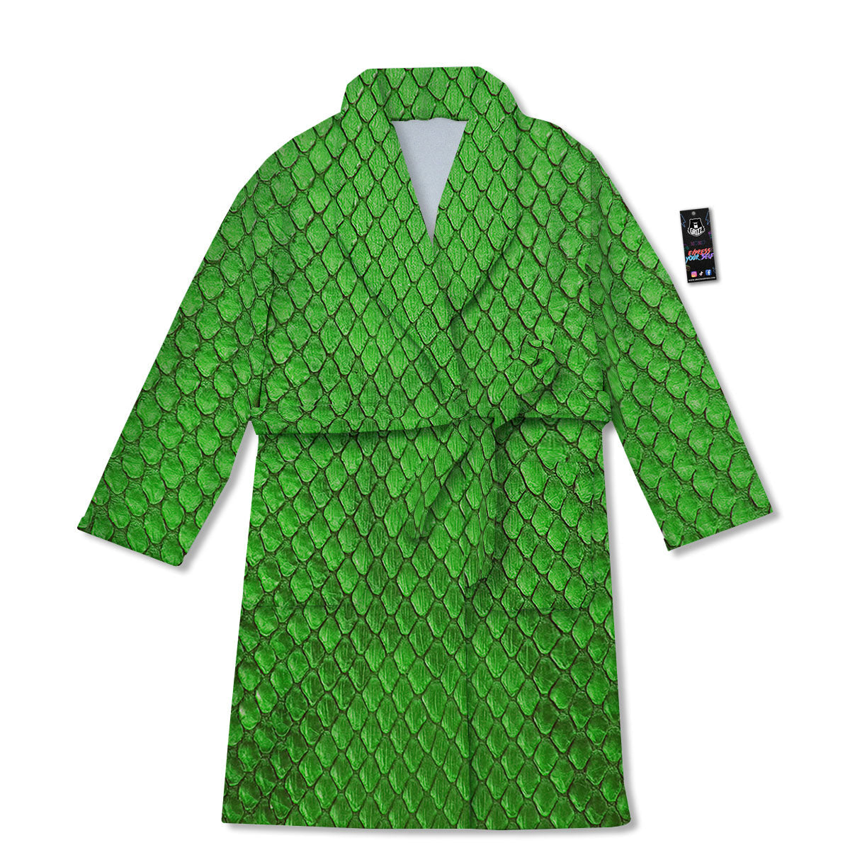 Snakeskin Python Green Print Bathrobe-grizzshop