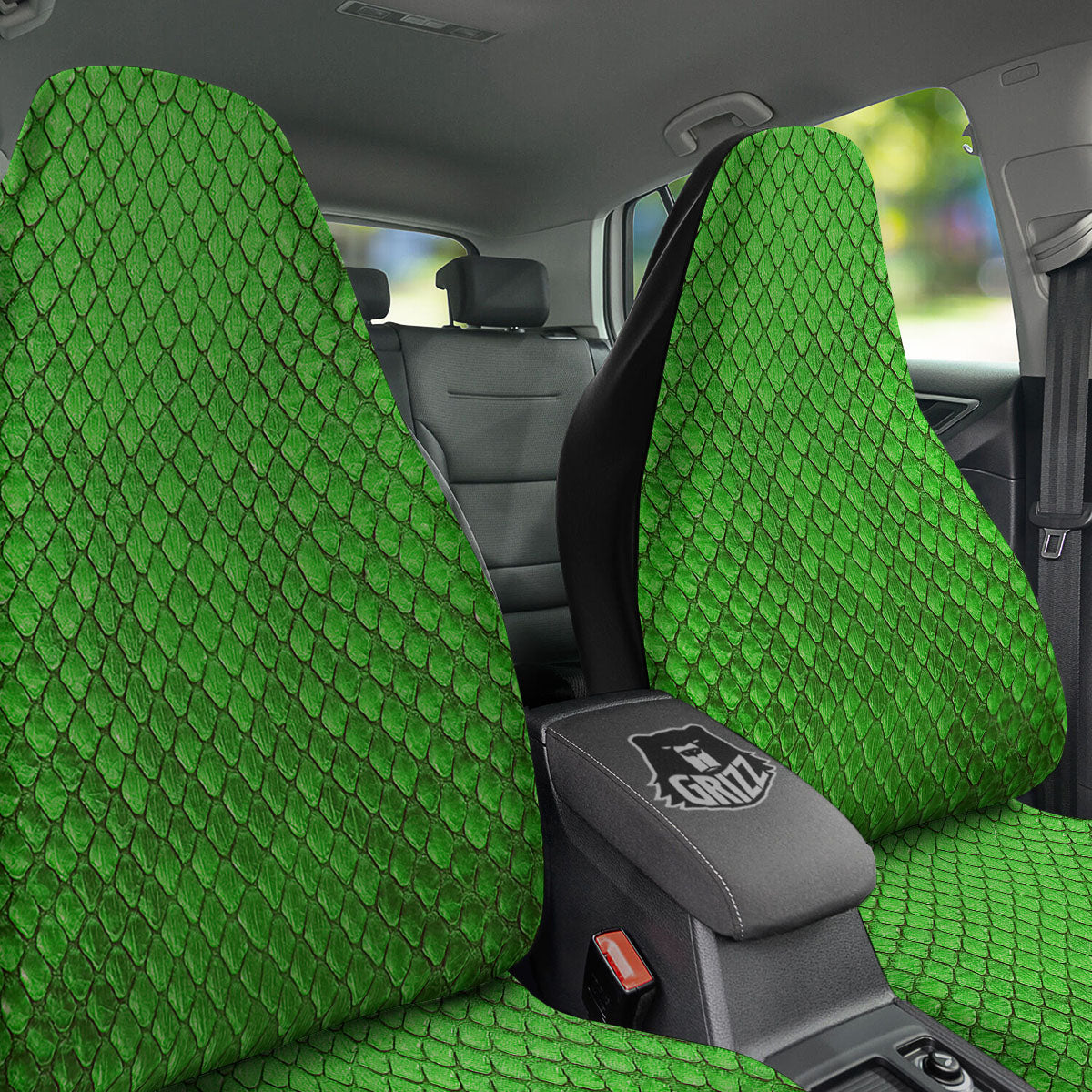 Snakeskin Python Green Print Car Seat Covers-grizzshop
