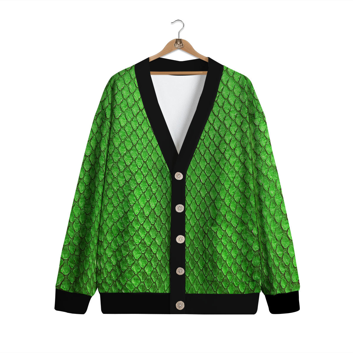 Snakeskin Python Green Print Cardigan-grizzshop