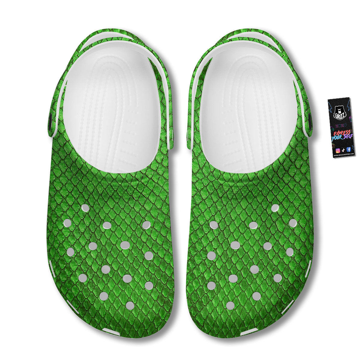 Snakeskin Python Green Print Clog-grizzshop